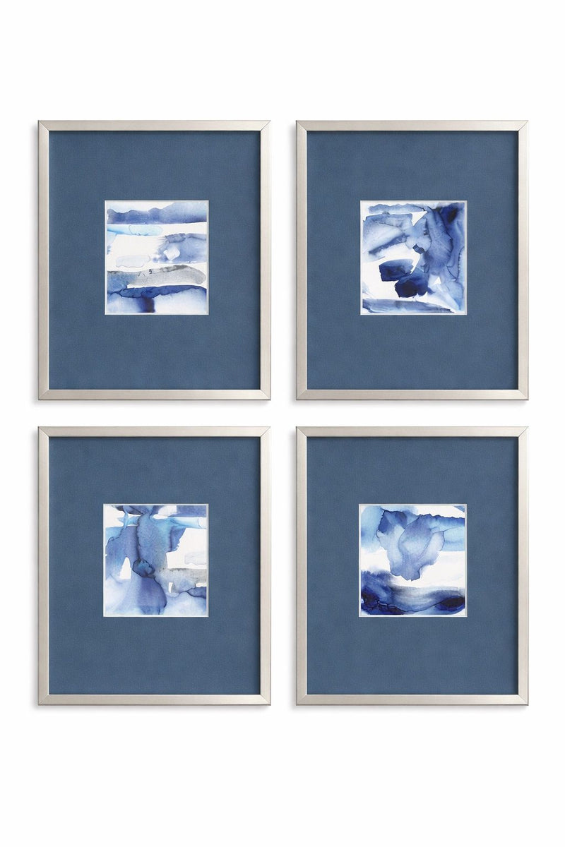 Bleu Beat Framed Print (Set of 4) - Blue