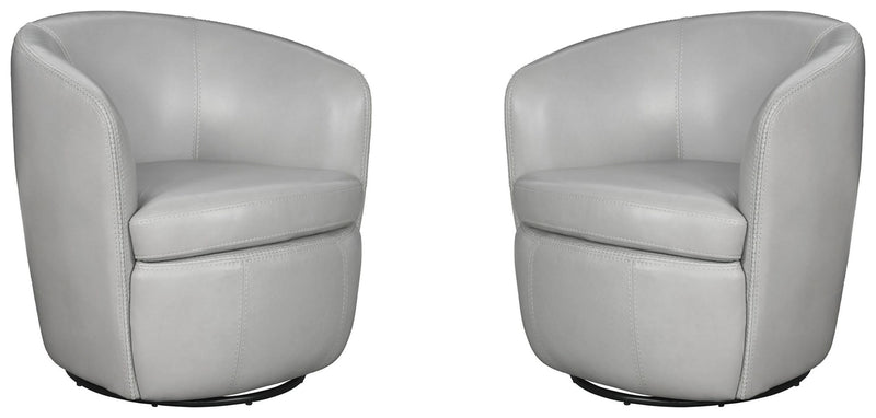 Barolo - 100% Italian Leather Swivel Club Chair (Set of 2)