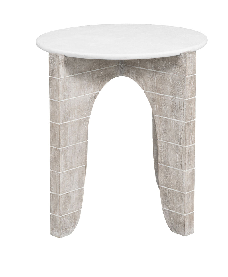 Bali - Round End Table - White Wash / Faux Plaster