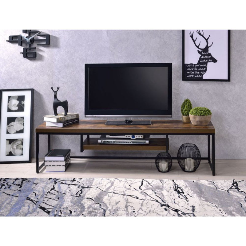 Bob - TV Stand - Weathered Oak & Black Metal