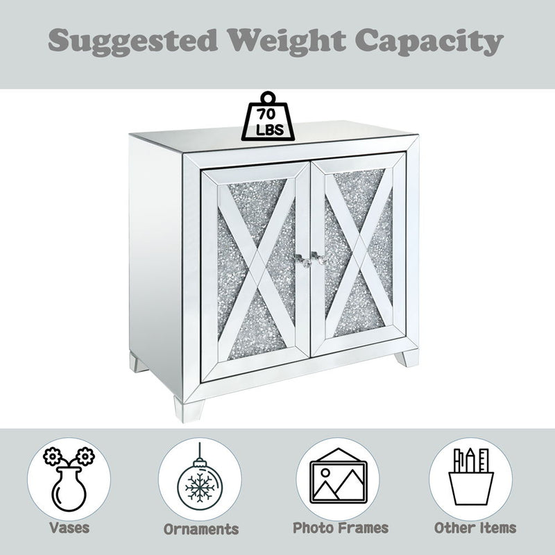 Noralie - 2 Door Console Cabinet - Mirrored & Faux Diamonds