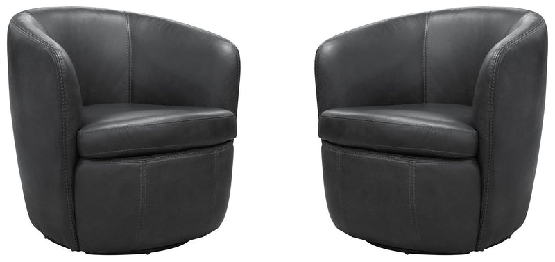Barolo - 100% Italian Leather Swivel Club Chair (Set of 2)