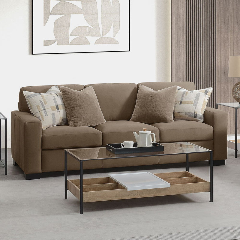 Darya - Sofa With 4 Pillows - Brown Suede Fabric