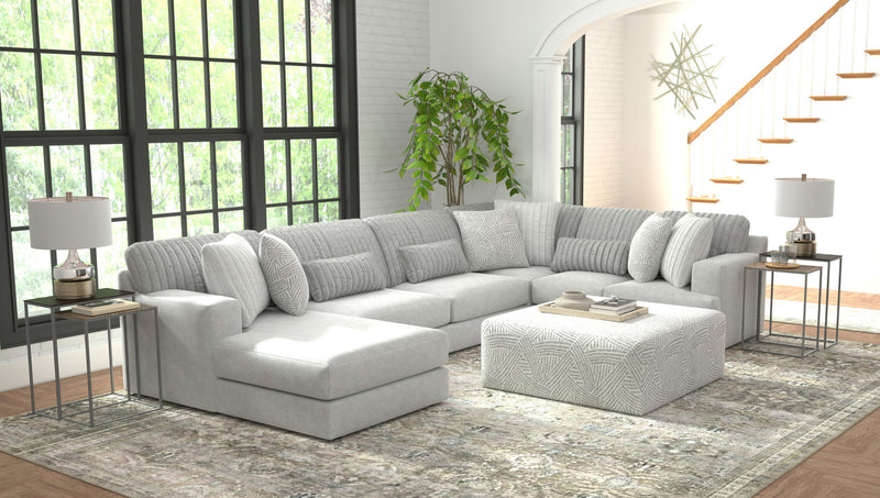 Logan - Upholstered Sectional With Comfort Coil Seating - 46" Cocktail Ottoman And Accent Pillows Included