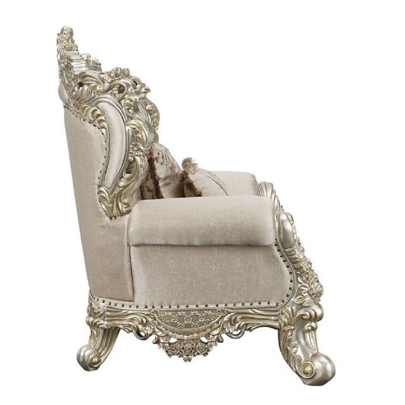 Danae - Chair With 2 Pillows - Fabric, Champagne & Gold