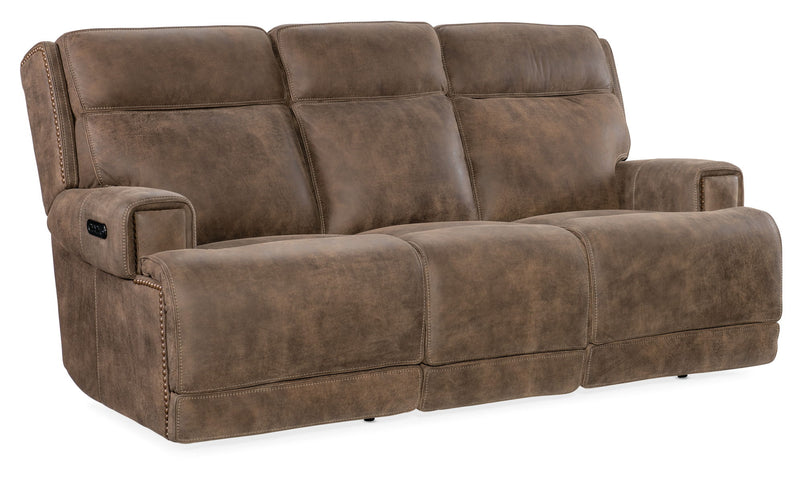 MS - Wheeler Power Sofa With Power Headrest - Dark Brown