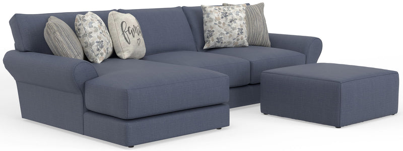 Cape May - Sofa Chaise With Comfort Coil Seating, 41" Cocktail Ottoman And 5 Accent Pillows Included