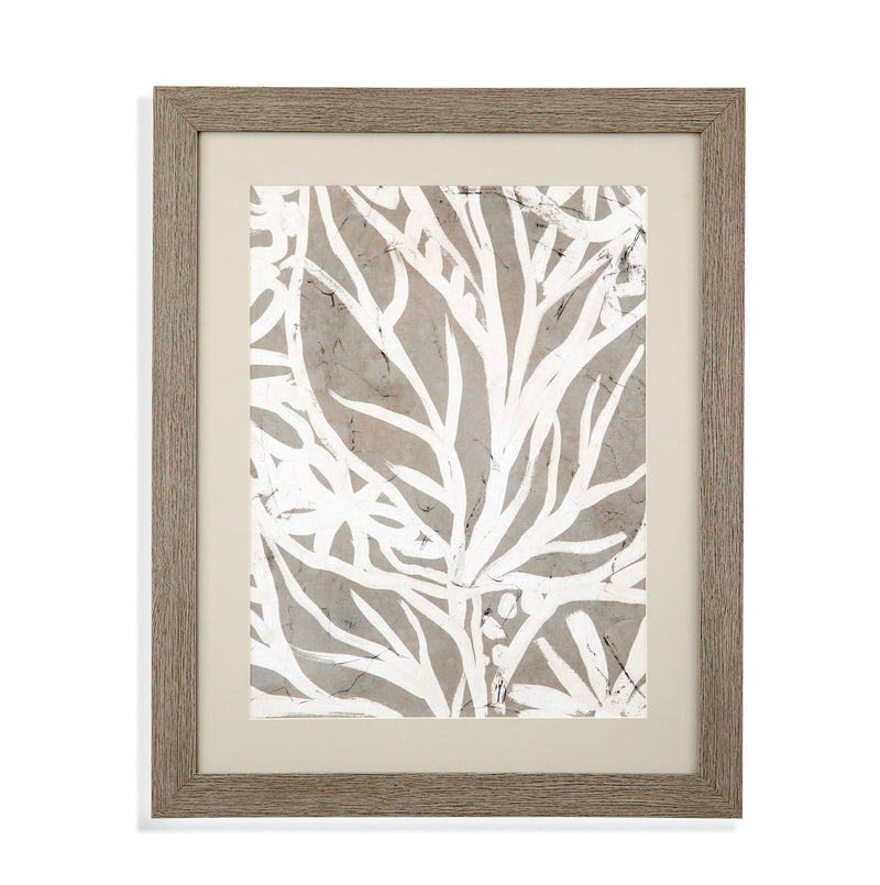 Mudcloth Foliage II Framed Print - Light Brown / Beige