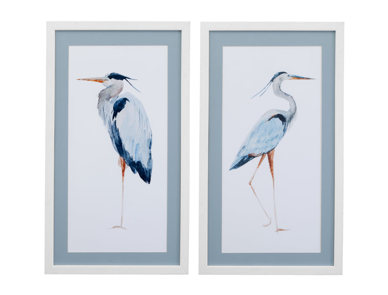Heron Framed Print (Set of 2) - White