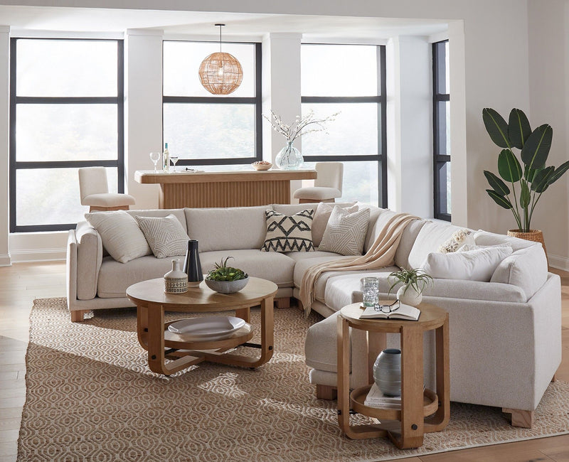 Escape - 4 Piece Modular Sectional With 1 Cocktail And 2 End Tables - Mirage Mist