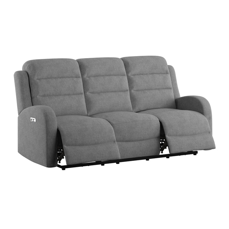 Harvey - Power Sofa With 2 Power Headrest - Mottled Gray