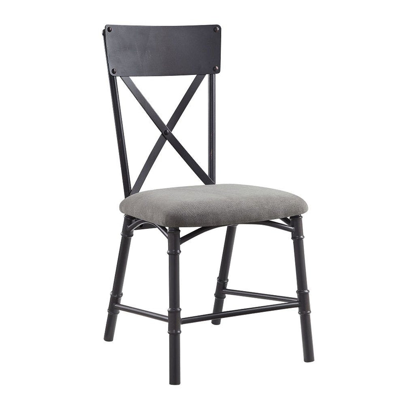 Edina - Side Chair (Set of 2) - Gray Fabric, Oak & Sandy Black