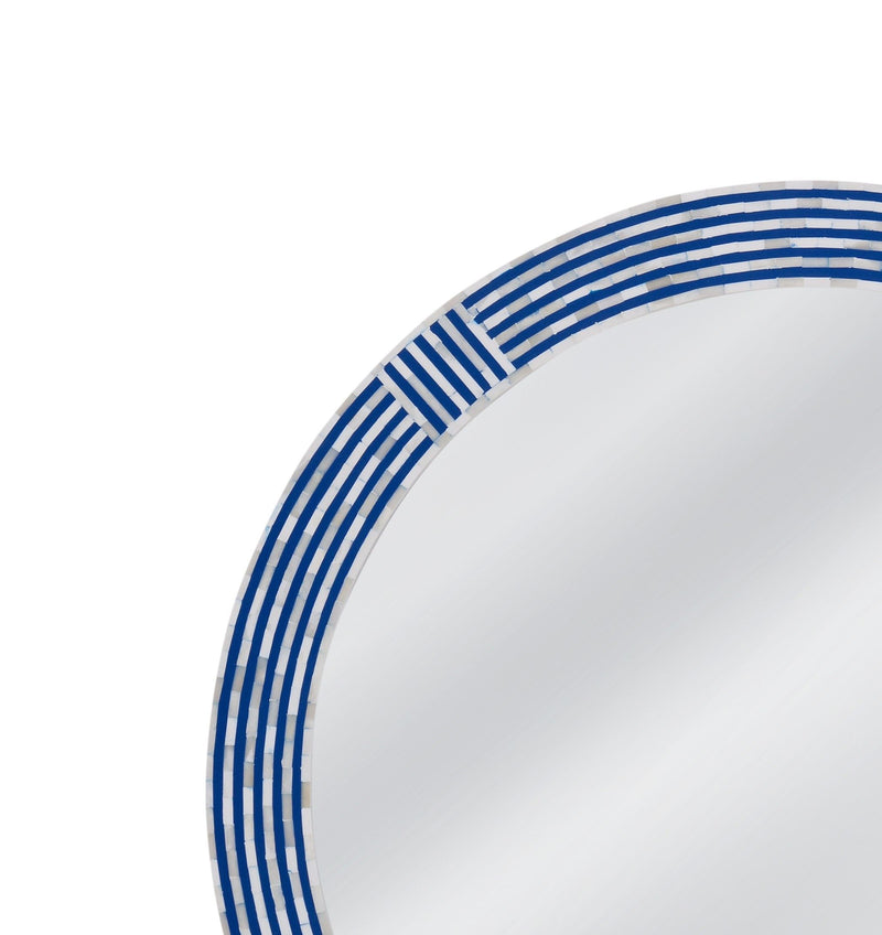 Blue Circle - Wall Mirror - Blue / Cream