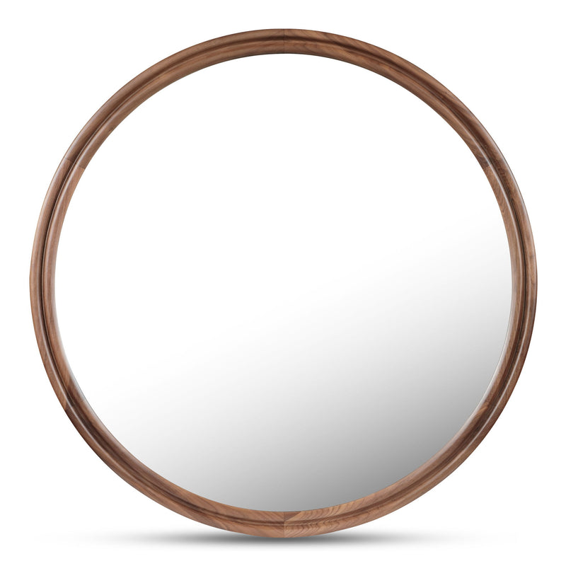 Alcott - Round Accent Mirror Large - Dark Brown