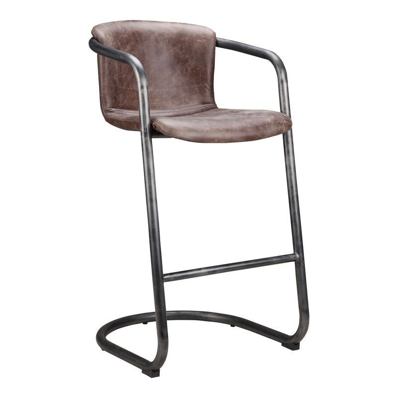 Freeman - Leather Barstool (Set of 2) - Grazed Brown