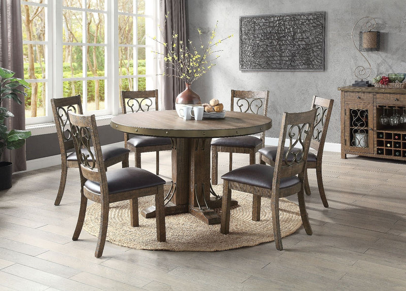 Raphaela - Round Dining Table - Weathered Cherry
