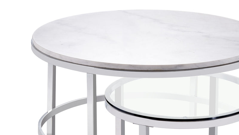 Jadyn - Round Nesting Cocktail Tables - Marble/Stone