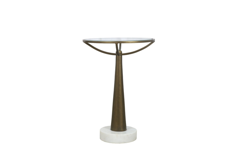 Delgado - Accent Table - Antique Brass / White Marble