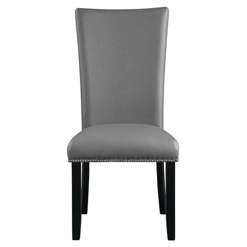 Caralin - Side Chair (Set of 2) - Gray Synthetic Leather & Black