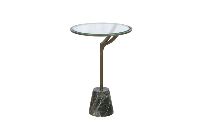Gianna - Accent Table - Antique Brass / Green Marble