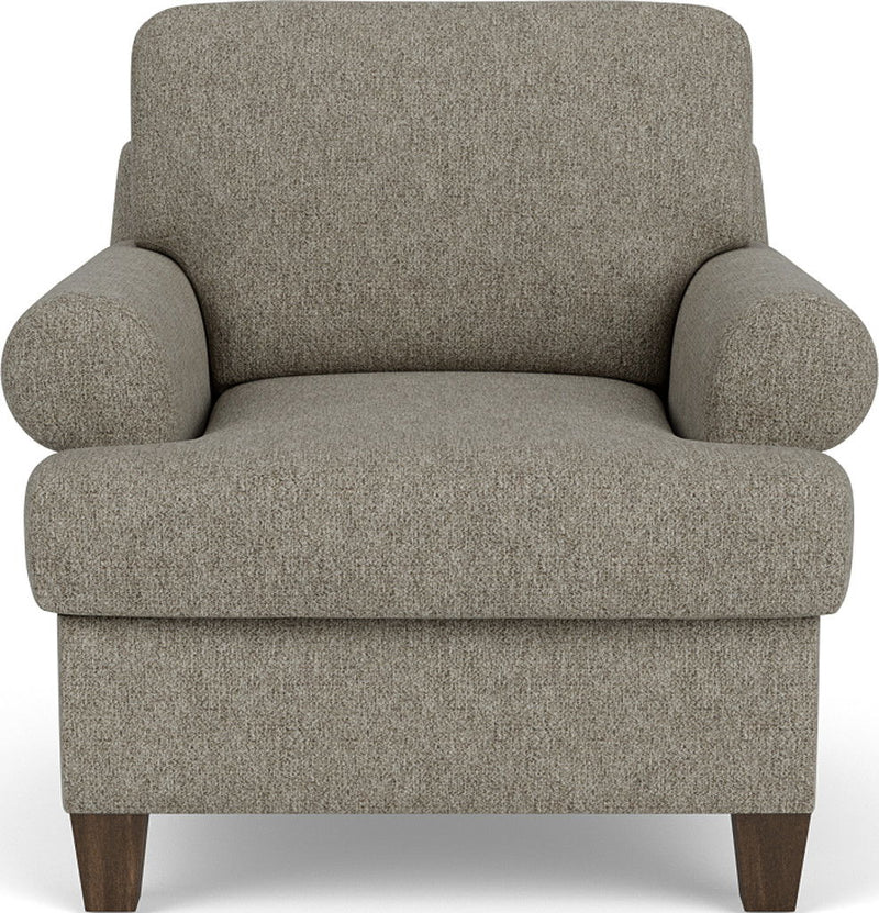 Moxy - Fabric Arm Chair, T-Shaped Seat Cushion, Curved Sock Arms