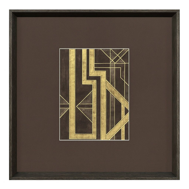 Trellis Pattern IV Framed Print - Brown / Gold