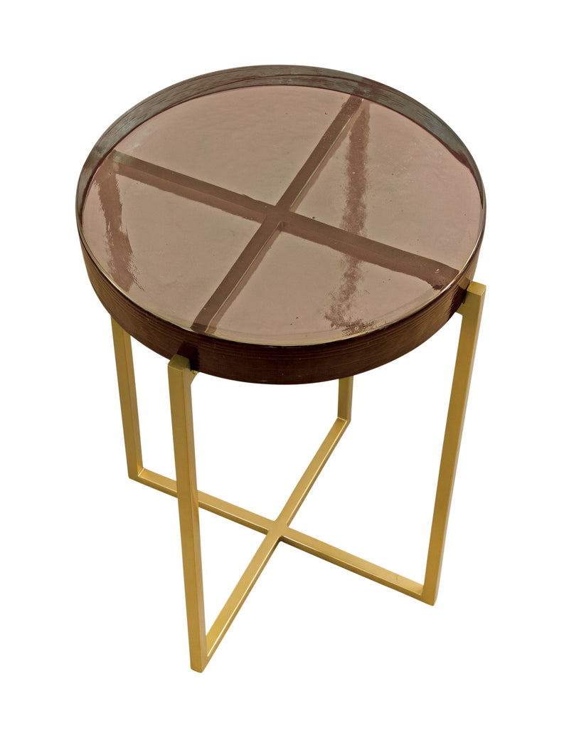 Marilee - Accent Table - Vibrant Red / Sleek Brushed Gold