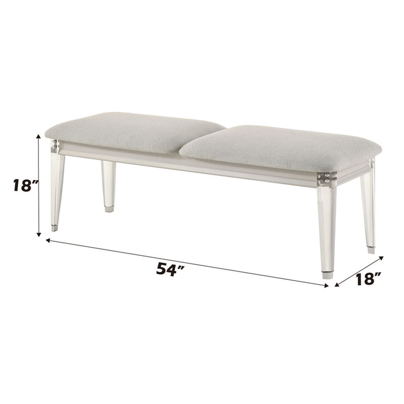 Laveda - Bench - Light Gray Boucle & Pearl White