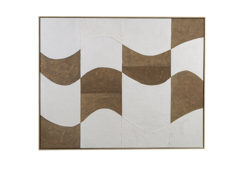 River City Framed Canvas - Dark Brown / White