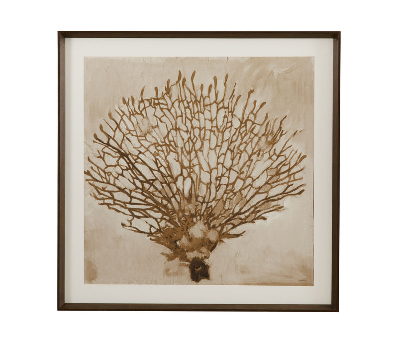 Neutral Seafan Framed Print - Light Brown