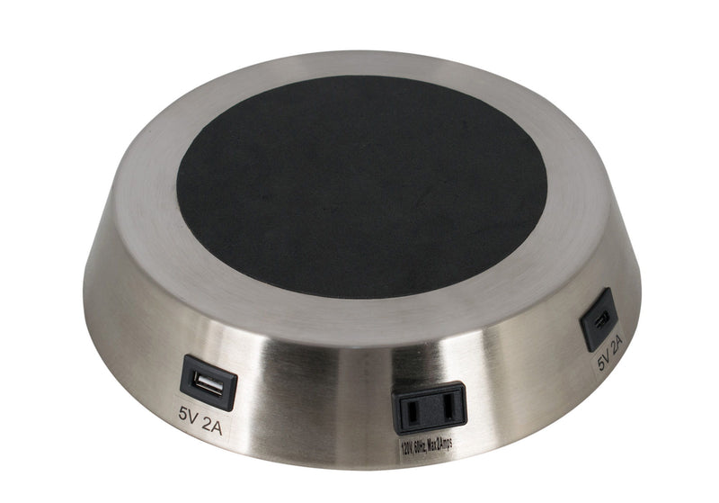 USB Round Charging Base - Brush Nickel