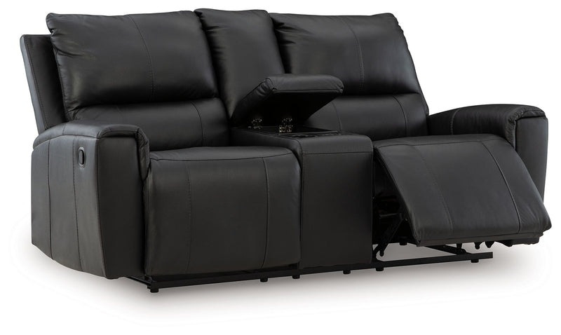 Glossmore - Reclining Loveseat With Console - Black