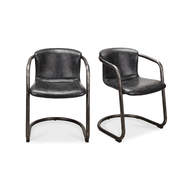 Freeman - Leather Dining Chair (Set of 2) - Onyx Black