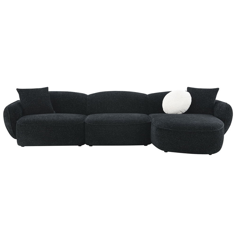 Lucifer - Sectional Sofa With 3 Pillows - Black Shimmer Chenille