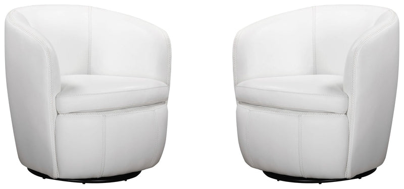 Barolo - 100% Italian Leather Swivel Club Chair (Set of 2)