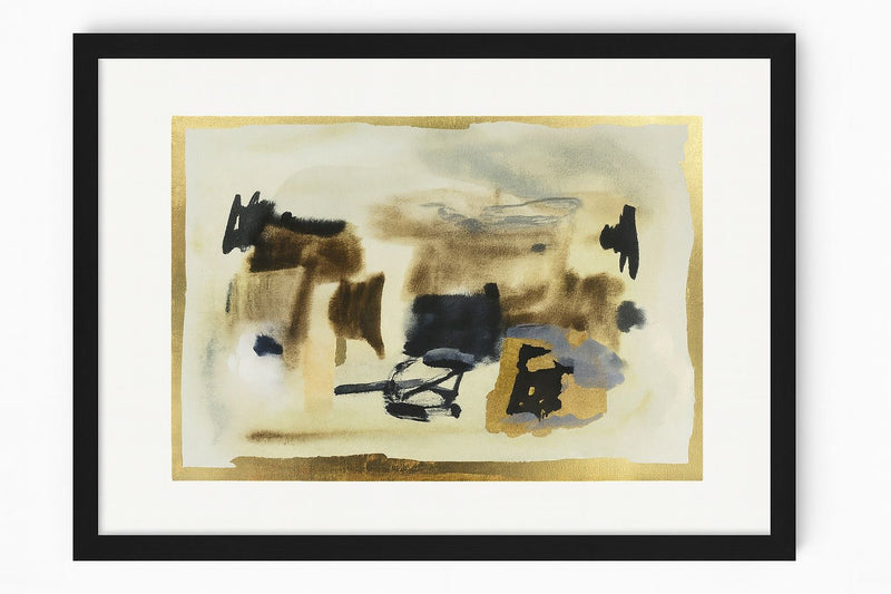 Amber Veil I Framed Print - Gold / Black / Gray / White