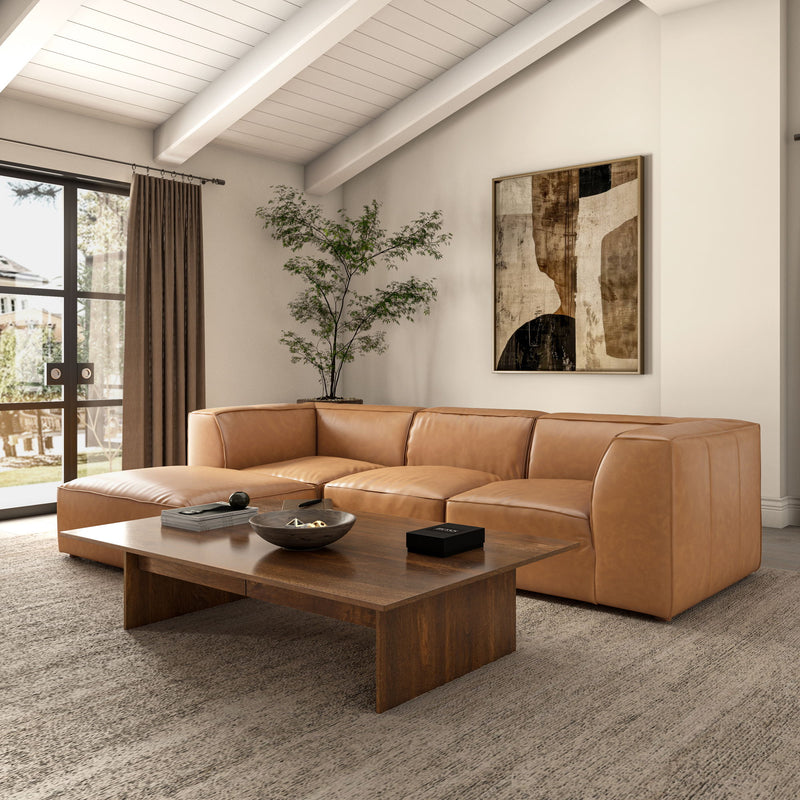 Form - Classic L Modular Leather Sectional - Light Brown