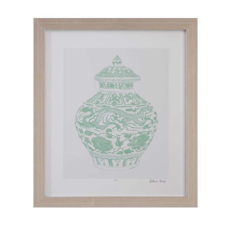 Mint Vases II Framed Print - Green / Beige