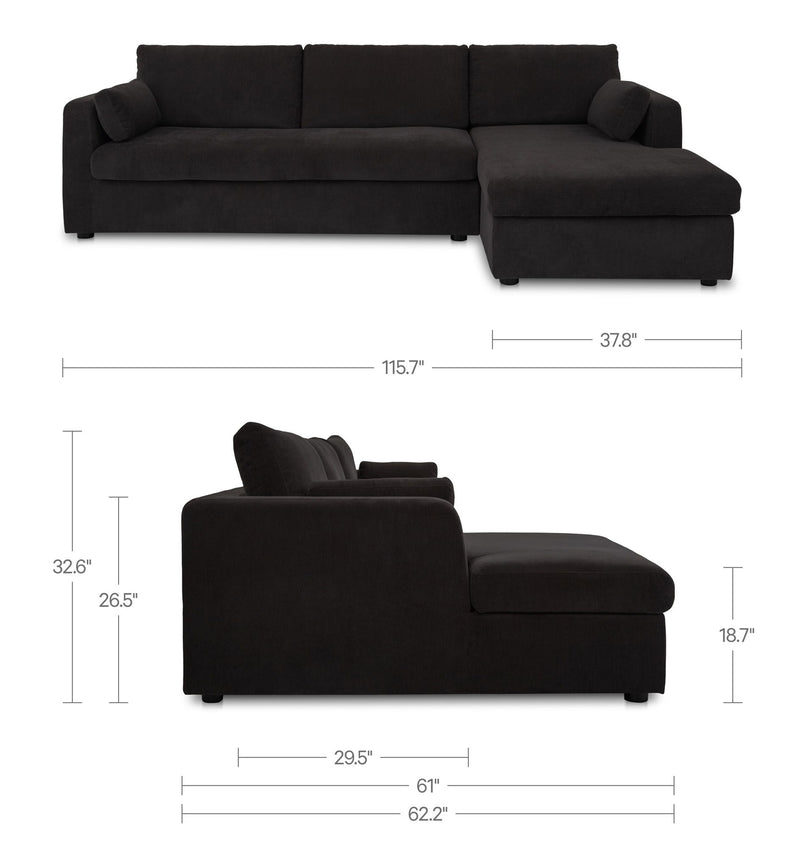 Burrow - Sleeper Sectional With Right Storage Chaise - Black