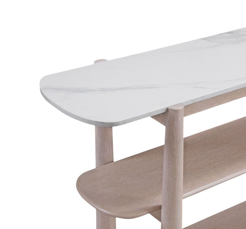 Horizons - Console Table - White Oak / White Marble