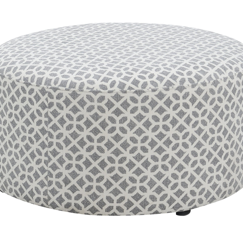 Walker - Round Ottoman - Gray Lattice