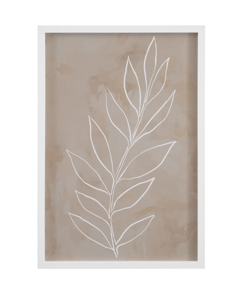 Leaf Line Art III Framed Print - Light Brown