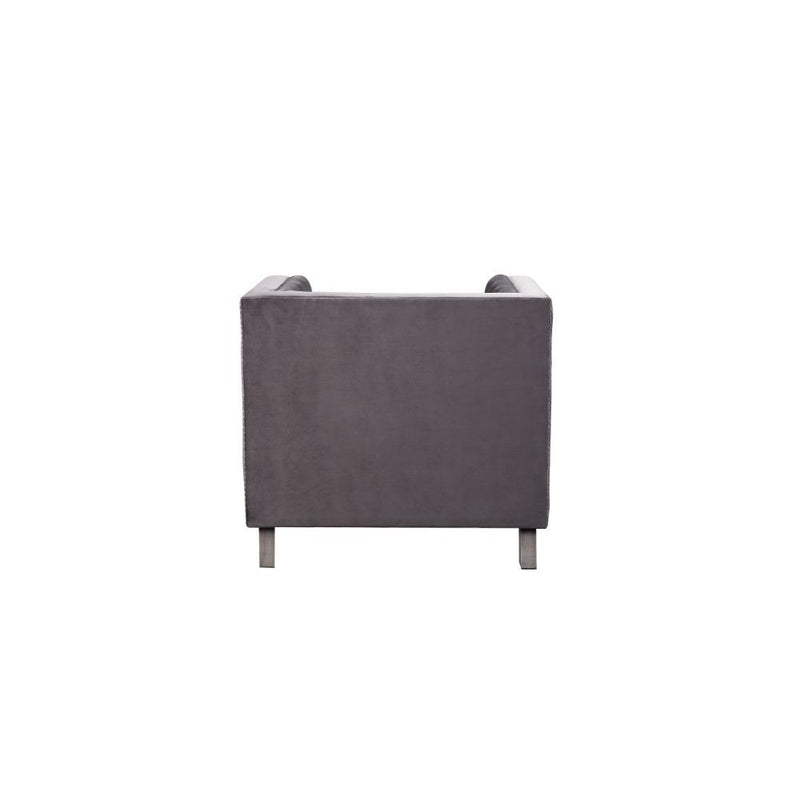 Hegio - Chair With Pillow - Gray Velvet