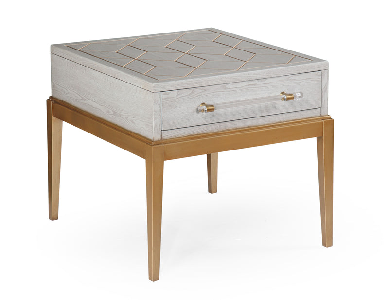 Perrine - Rectangle End Table - Silver / Gold