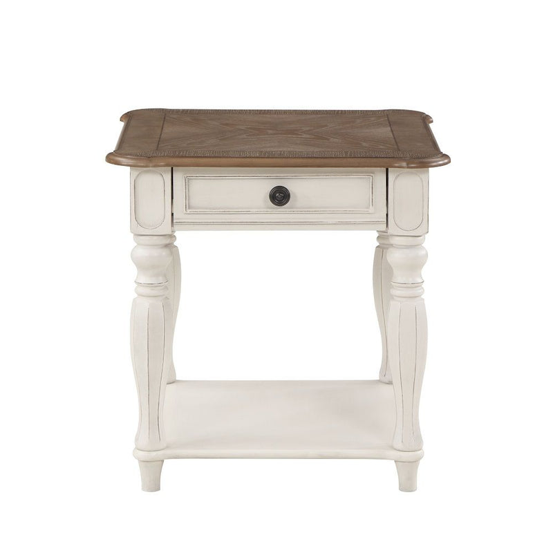 Florian - End Table - Oak & Antique White