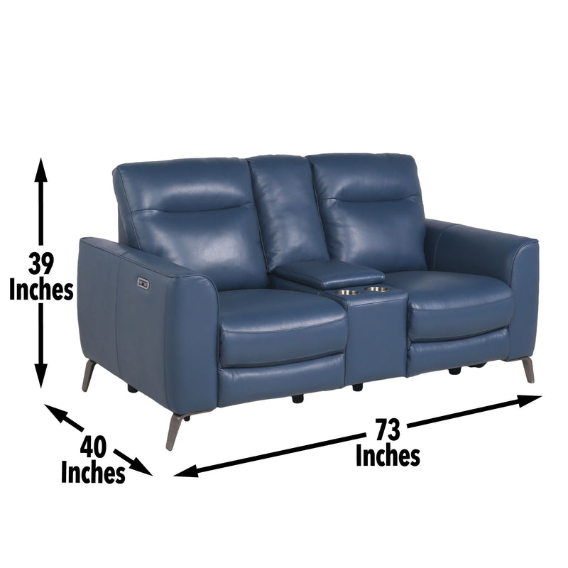 Sansa - Dual Power Reclining Loveseat With Console - Blue
