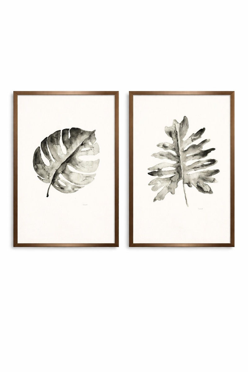 B & W Palm Framed Print (Set of 2) - White
