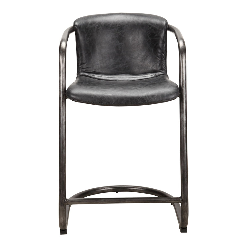 Freeman - Leather Counter Stool (Set of 2) - Onyx Black