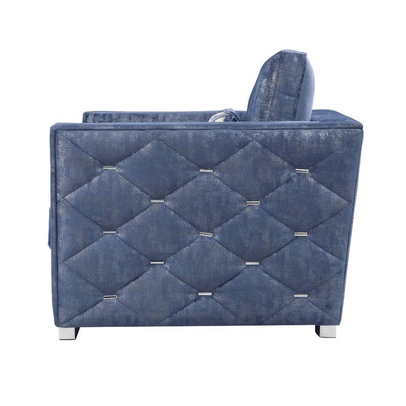 Emilia - Chair With Pillow - Two Tone Blue Fabric
