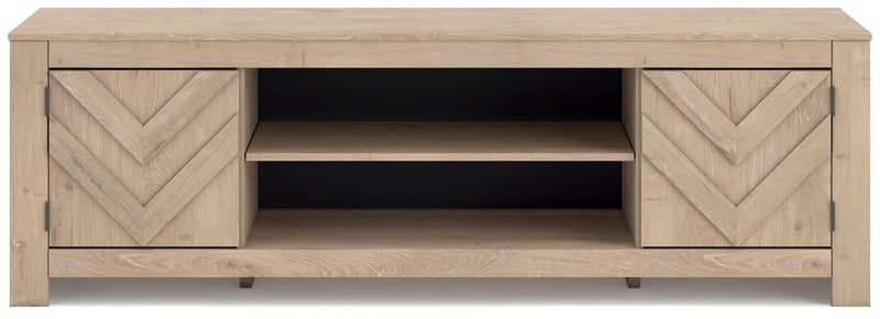 Cayboni - LG TV Stand With Fireplace Option - Tan